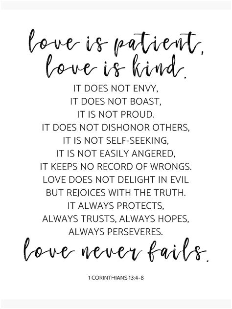 "Love Is Patient, Love Is Kind, 1 Corinthians 13:4-8. Bible Verse ...