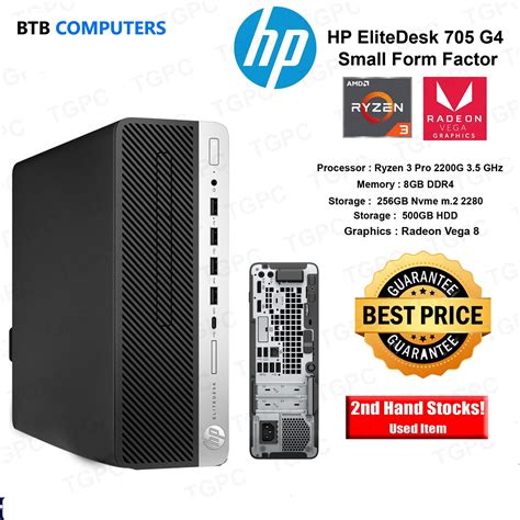 HP EliteDesk 705 G4 Desktop Mini PC, Ryzen Pro 2400GE 16GB D – Deluxe ...