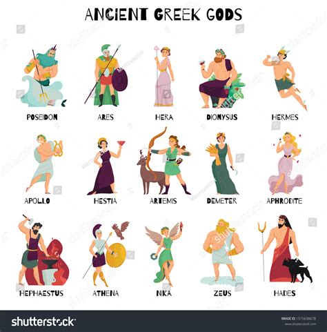 Free Vector Ancient Greek Gods Horizontal Cartoon Figures Sets With ...