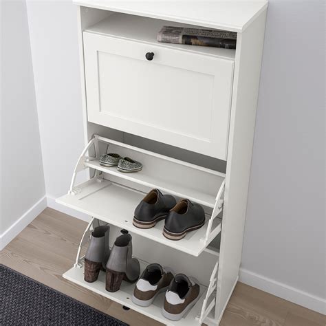 BRUSALI shoe cabinet with 3 compartments, 61x130 cm, White | IKEA Cyprus