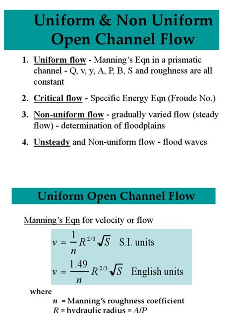 Uniform & Non Uniform Open Channel Flow - Critical Flow - Backwater ...