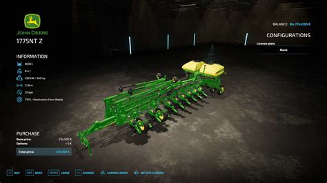 JOHN DEERE Planter1775NT Z PLANTERS + SEEDERS v1.0 FS22 Mod | Farming ...