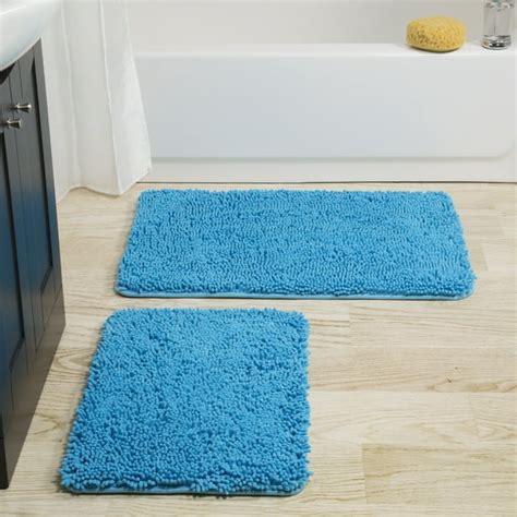 Somerset Home 2 Piece Memory Foam Bath Mat - Blue - Walmart.com ...