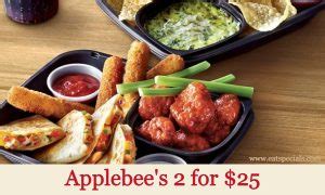 Applebee’s 2 for $25 Menu Offer【Deal Specials & Options】