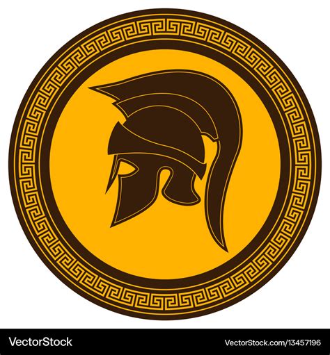 Ancient greek helmet with a crest on the shield Vector Image