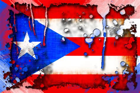 Grunge And Splatter Puerto Rico Flag Digital Art by David G Paul