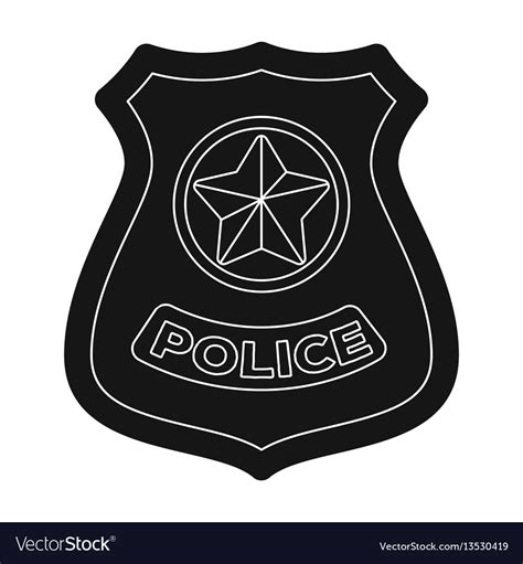 Police badge icon in black style isolated on white