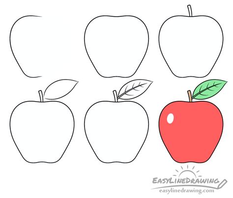 How to Draw an Apple Step by Step - EasyLineDrawing