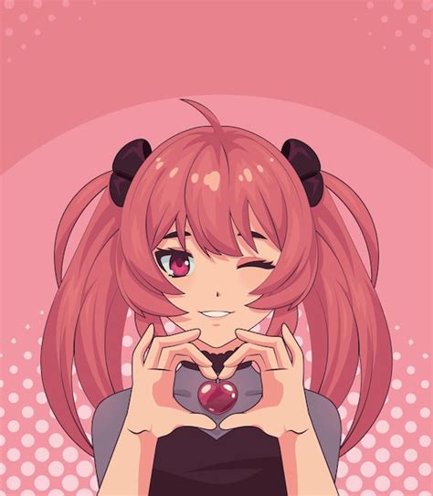 Premium Vector | Anime girl with heart