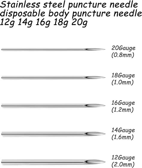 Tvalccoy Piercing Kit - 25pcs Body Piercing Needles Set in 5 Sizes (20g ...