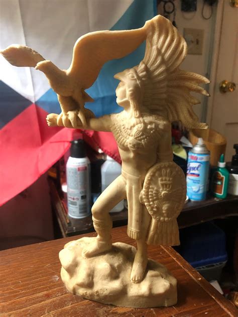 Vintage Cuauhtemoc and Eagle Statue resin 10 tall | Etsy