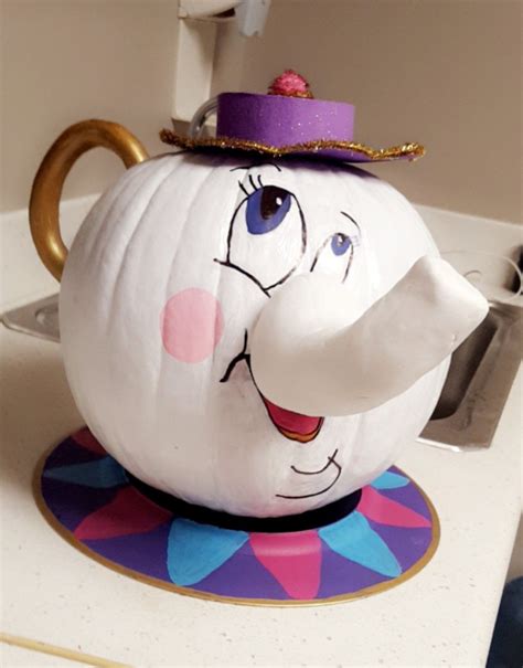 Mrs. Potts Pumpkin! No - carve pumpkin idea! | Pumpkin decorating ...