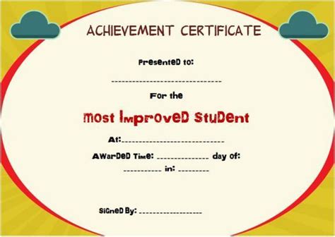 an achievement certificate for the most approved student