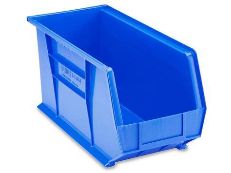 Plastic Stackable Bins - 18 x 8 x 9", Blue S-14454BLU - Uline