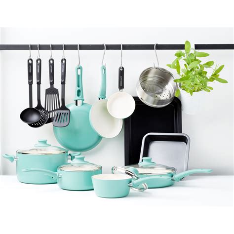 GreenLife Chef's Essentials ceramic non-stick 18-piece cookware set for ...