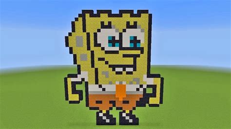 How To Build Spongebob Squarepants Pixel Art In Minecraft - YouTube