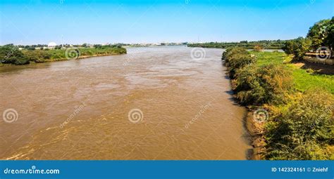 Confluence of the White Nile and the Blue Nile, View from the Bridge ...