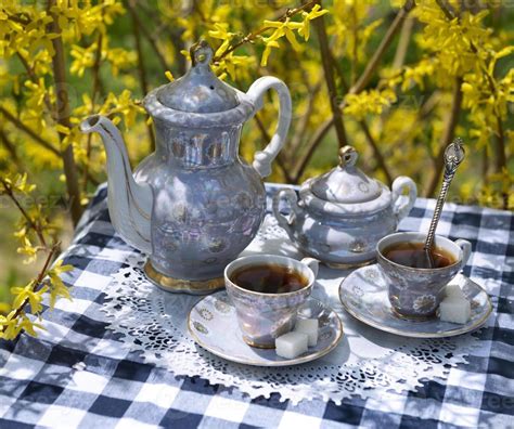 Afternoon tea in the garden 1392752 Stock Photo at Vecteezy