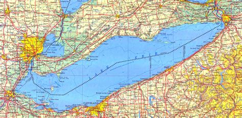 Large detailed map of Lake Erie