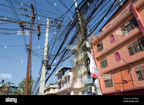 Power poles and wires, Kathmandu, Nepal Stock Photo - Alamy