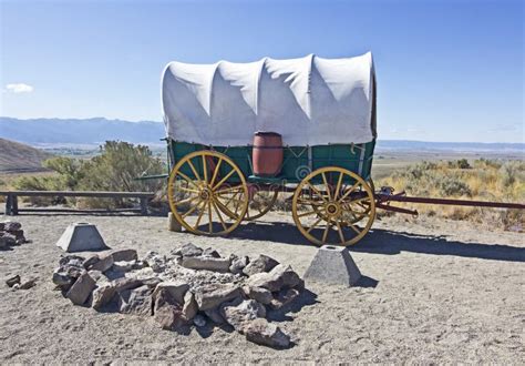 Conestoga Wagon Camp At Oregon Trail Stock Image - Image of space ...