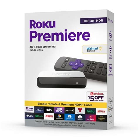 Roku Premiere 4K HDR Streaming Media Player w/ High-Speed HDMI Cable ...