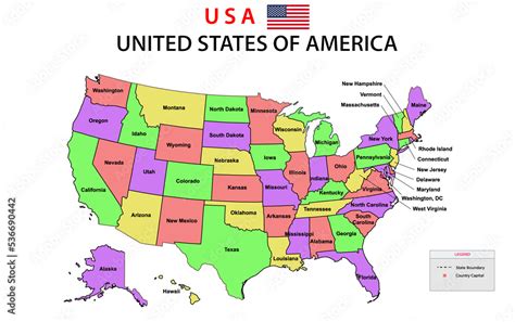 USA Map. Political map of the United States of America. US Map with ...