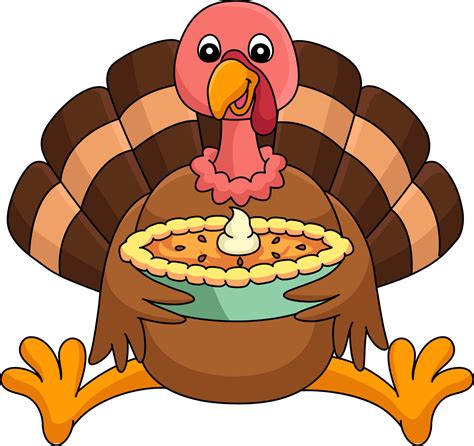 Thanksgiving Turkey Holding A pie Cartoon Clipart 8208893 Vector Art at ...