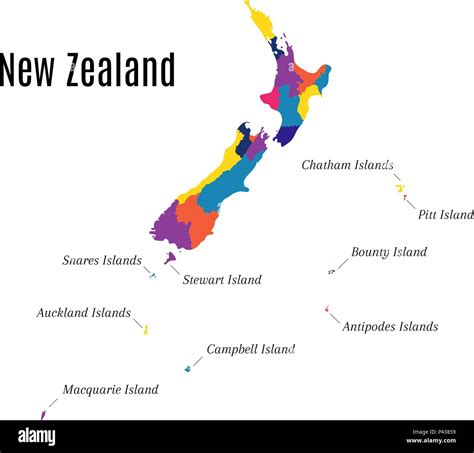 Geographical map on the New Zealand and its islands. State also known ...