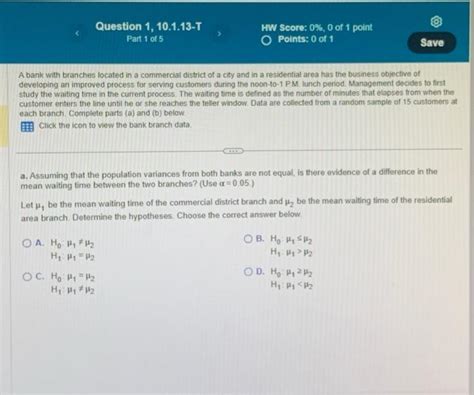 Solved A bank with branches located in a commercial district | Chegg.com