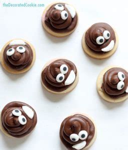 poop emoji cookies, mini cookies for an emoji party