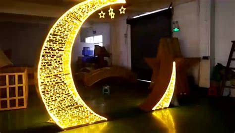 Outdoor Eid Decoration Led Ramadan Crescent Moon Motif Lights - Buy ...