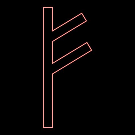 Neon fehu rune F symbol feoff own wealth red color vector illustration ...