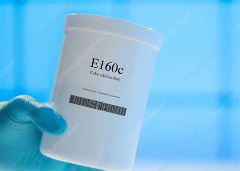 Container of the food additive E160c - Stock Image - F036/8698 ...