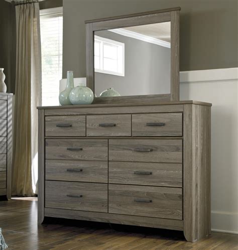 Ashley Signature Design Zelen Rustic Tall Dresser & Bedroom Mirror ...