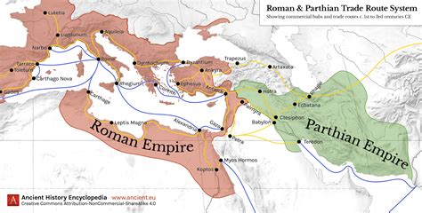 Map of Roman & Parthian Trade Routes (Illustration) - World History ...