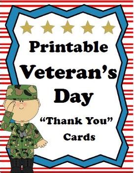 Printable Veterans Day "Thank You" Cards by MyAceStraw | TPT