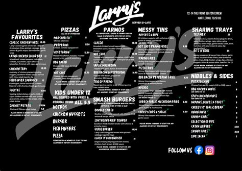 Menus - Larry's Lanes