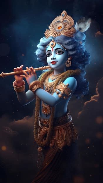 Premium Photo | Beautiful 3d illustration portrait of Lord Krishna for ...