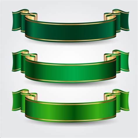 Green ribbons vectors set free download