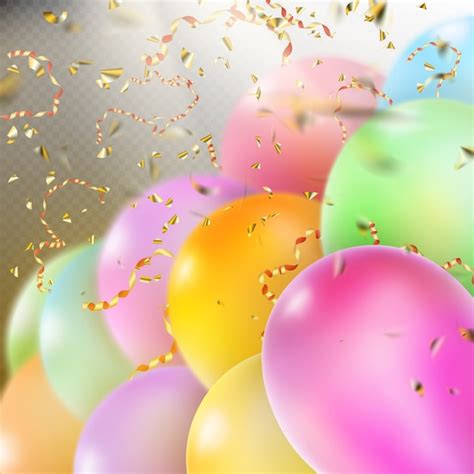 Premium Vector | Colorful balloons with confetti.