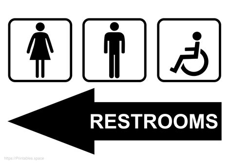 Free Printable Restroom Sign With Left Arrow - Free Printables