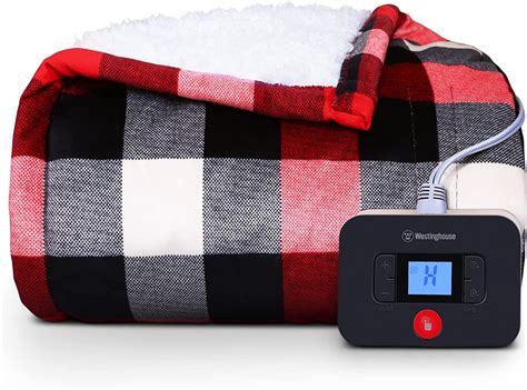 Westinghouse Electric Blanket Heated Blanket, Plaid Sherpa Heating ...