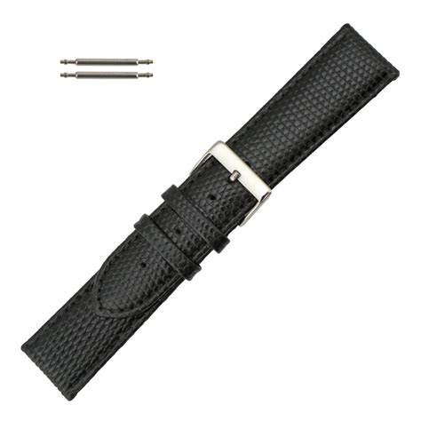 22MM Black Lizard Grain Leather Classic Watch Band