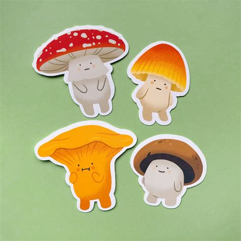 Mushroom Vinyl Sticker Pack Cute Mushroom Stickers | Etsy