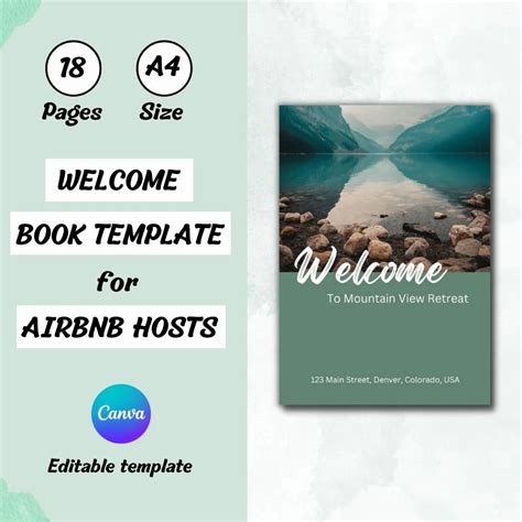 Airbnb Welcome Book Template - Mountain | Guest Book Editable Canva ...