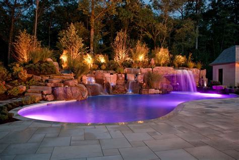 Rock Waterfalls For Inground Pools | Backyard Design Ideas