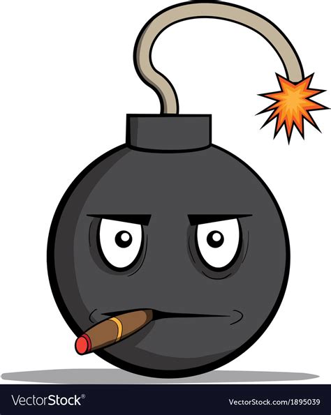 Funny cartoon bomb with cigar Royalty Free Vector Image