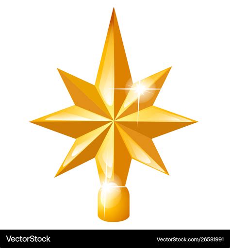 Golden star on christmas tree isolated Royalty Free Vector