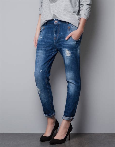 Zara Baggy Jeans in Blue | Lyst